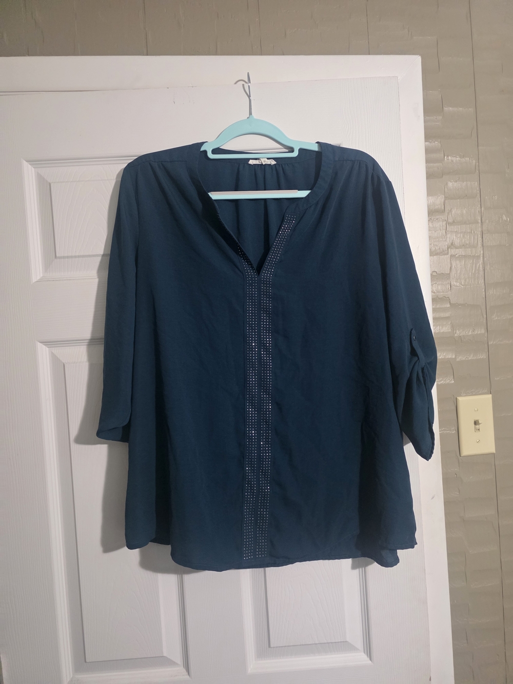 Maurices Teal Studded V-Neck Tunic